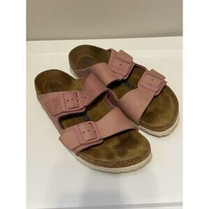 Birkenstock Arizona Pink Buckle Leather Women's Slide Sandals Size 39